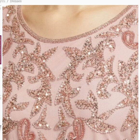 Pisarro Nights sequins beaded pink dress 6 - Picture 4 of 15